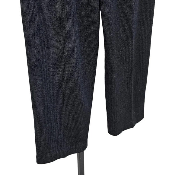 St. John Basics Santana Knit Pleated Straight High Rise Crop Pants Black Size 12 - Picture 4 of 12